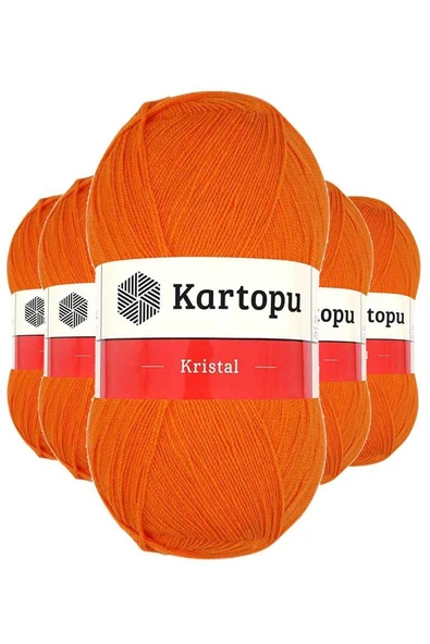 5 Adet Kristal Çift Katlı El Örgü Lif İpi Turuncu K210 ürün görseli 1