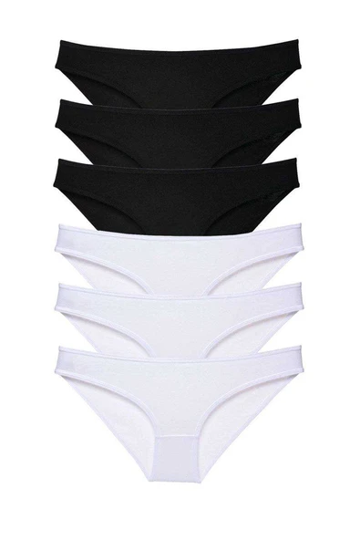 6 adet Eko Set Likralı Kadın Slip Külot Siyah Beyaz ürün görseli 1