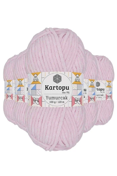 5 Adet Yumurcak Kadife El Örgü İpi Toz Pembe K1562 ürün görseli 1