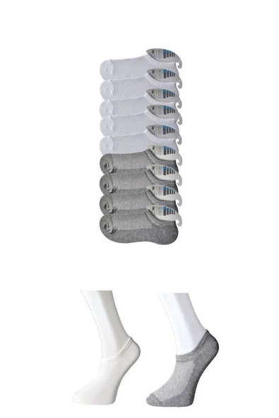 Gri ve Beyaz Erkek Görünmez Çorap 9 çift ürün görseli 1