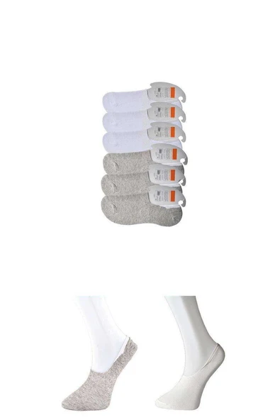 Gri ve Beyaz Erkek Babet Çorap 6 çift ürün görseli 1