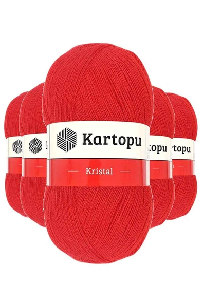 5 Adet Kristal Çift Katlı El Örgü Lif İpi Açık Kırmızı K160 ürün görseli 1