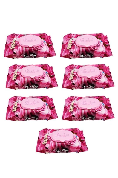 7 Paket Red Rose Islak Havlu Mendil 90 Adet Kapaklı Gül Kokulu ürün görseli 1