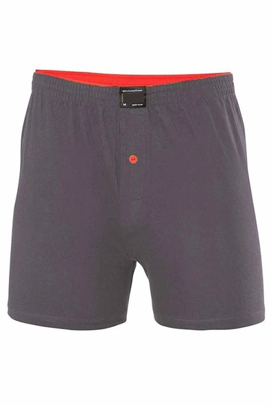 Düğmeli Pamuklu Erkek Penye Boxer Büyük Beden Füme - 1278A ürün görseli 1