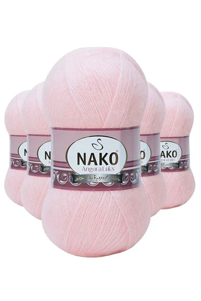 5 Adet Angora Lüks El Örgü İpi Pembe 11502 ürün görseli 1