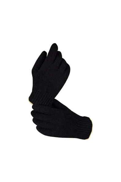 Orta Kalın Siyah Sıcak Tutan Yün Kışlık Kadın Erkek Eldiven Unisex 1 Çift ürün görseli 1