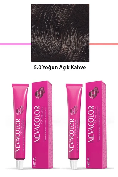 2 li Set Premium 5.0 Yoğun Açık Kahve - Kalıcı Krem Saç Boyası 2 X 50 g Tüp ürün görseli 1