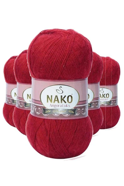 5 Adet Angora Lüks El Örgü İpi Koyu Kırmızı 1175 ürün görseli 1