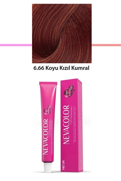 Premium 6.66 Koyu Kızıl Kumral - Kalıcı Krem Saç Boyası 50 g Tüp ürün görseli 1