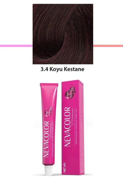 Premium 3.4 Koyu Kestane - Kalıcı Krem Saç Boyası 50 g Tüp ürün görseli 1