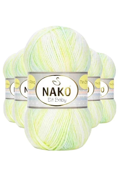5 Adet Mini Batik Bebe El Örgü İpi Sarı Yeşil 32424 ürün görseli 1