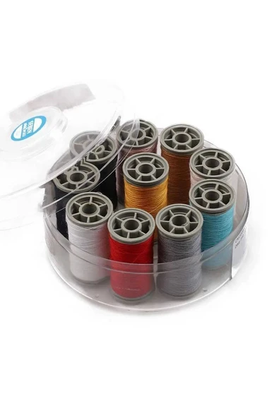 %100 Polyester Dikiş Ipliği Kaliteli 10 Adet Farklı Makara İplik Seti Zümrüt No:120 ürün görseli 1