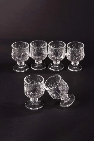 Ayaklı Kahve Yanı Bardağı Kristal Kesim Shot Bardak 7cm x 4 cm 6 Lı Set ürün görseli 1