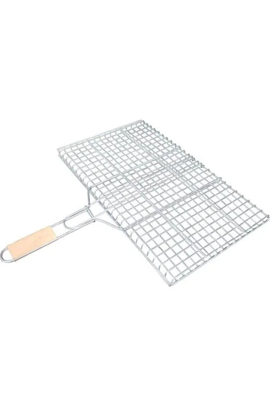 Ahşap Saplı Mangal Izgarası Galvanizli Paslanmaz Kafes Demir 30 x 40 cm ürün görseli 1