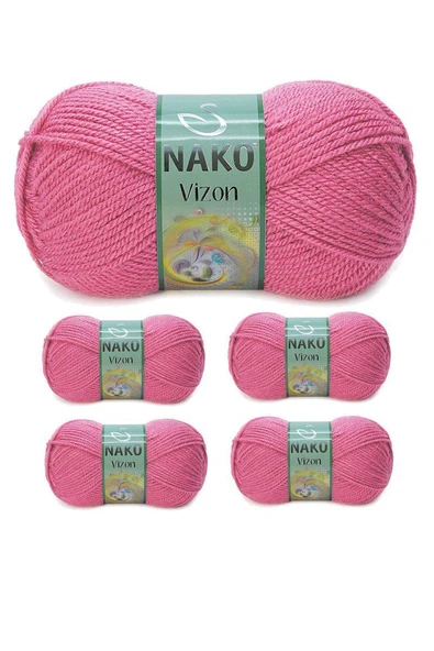 5 Adet Vizon Premium Akrilik El Örgü İpi Yünü Renk No:180 Kuru Gül ürün görseli 1