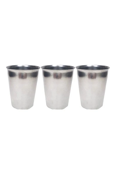 3 Adet Paslanmaz Çelik Krom Bardak 9 x 7,5 x 5,5cm ürün görseli 1