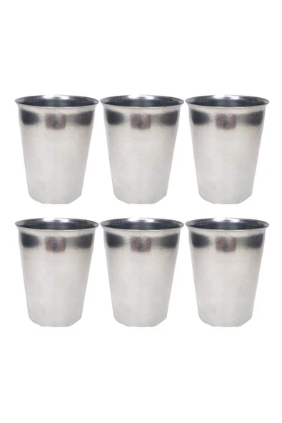 6 Adet Paslanmaz Çelik Krom Bardak 9 x 7,5 x 5,5cm ürün görseli 1