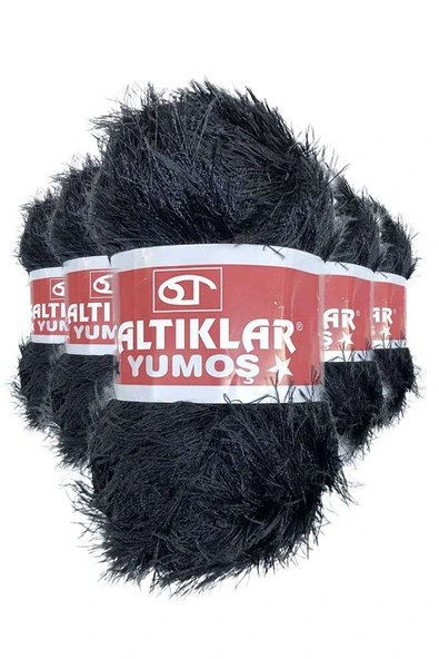 5 Adet Yumoş Sakallı El Örgü Ipi Yünü SİYAH ürün görseli 1