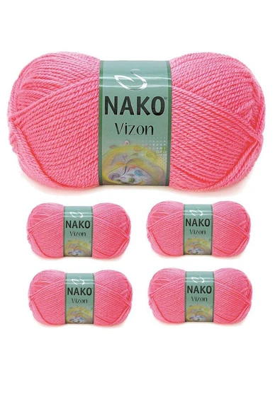 5 Adet Vizon Premium Akrilik El Örgü İpi Yünü Renk No:236 Gül Pembe ürün görseli 1