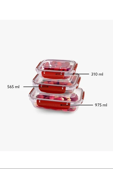 Master Dikdörtgen Saklama Seti 3'lü 310-565-975 Ml Royaleks-30886 ürün görseli 1