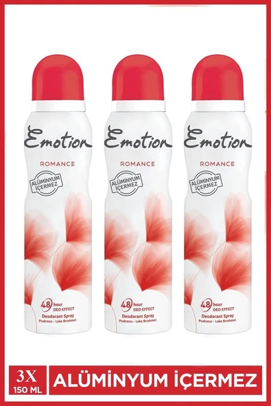 3 Adet Emotion Romance Kadın Vegan Deodorant 150 Ml Hızlı Kurur, Leke Bırakmaz ürün görseli 1
