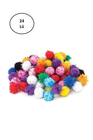 Puti Pom Pom Karışık Metalik 10mm-20mm-30 mm 24'lü ürün görseli 1