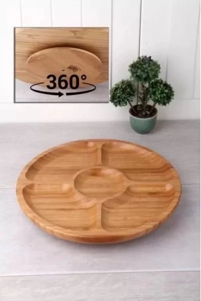 Döner Bambu Sunum Tabağı 5 Bölmeli 25 Cm Royaleks-BLS DS2525 ürün görseli 1