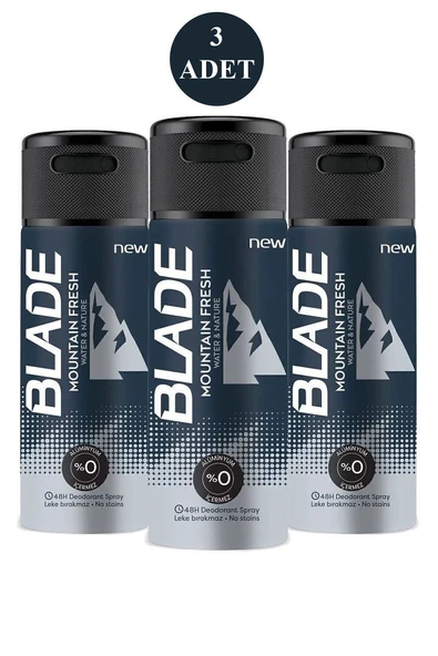 3 Adet Mountain Fresh Erkek Deodorant 150ml Leke Bırakmaz ürün görseli 1