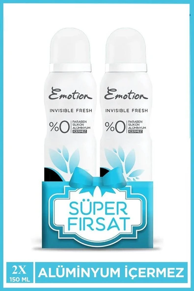 2 Adet Emotion Invisible Fresh Black & White Kadın Deodorant 150ml Vegan, Leke Bırakmaz ürün görseli 1