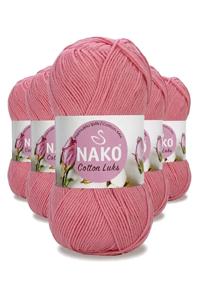 5 Adet Cotton Lüks Yelek Tunik Kazak Bluz Hırka İpi Yünü Gül Pembe 97551 ürün görseli 1