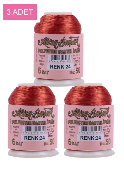 3 Adet Altınbaşak Oya ve Dantel İpi 20 gr - Royaleks - No: 024 ürün görseli 1