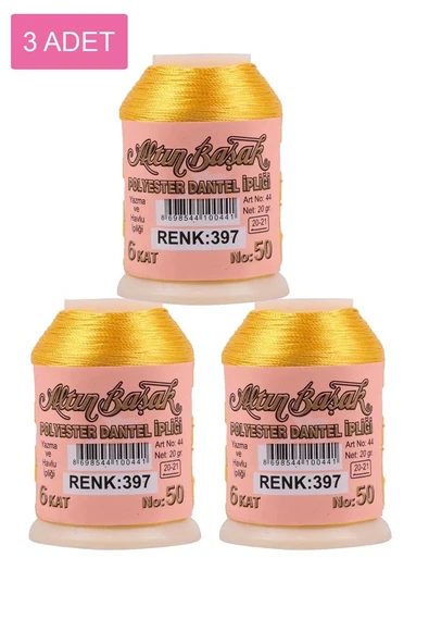 3 Adet Altınbaşak Oya ve Dantel İpi 20 gr - Royaleks - No: 397 ürün görseli 1
