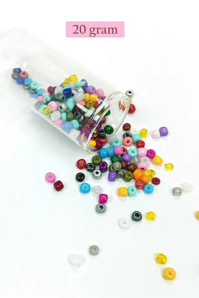 Dökme Cam Kum Boncuk Büyük Boy (6/0) 4 mm - 20 Gram - Karışık Renkli - BNC096 ürün görseli 1