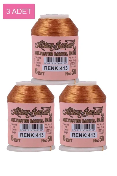 3 Adet Altınbaşak Oya ve Dantel İpi 20 gr - Royaleks - No: 413 ürün görseli 1