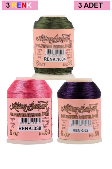 3 Adet Altınbaşak Oya ve Dantel İpi 20 gr - Royaleks - No: 338 - 062 - 1004 ürün görseli 1