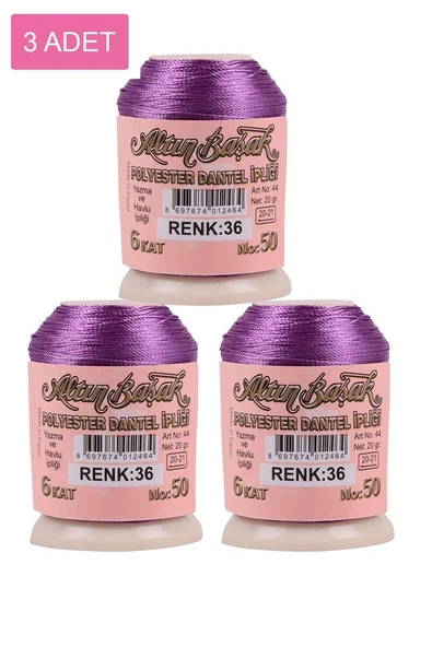 3 Adet Altınbaşak Oya ve Dantel İpi 20 gr - Royaleks - No: 036 ürün görseli 1