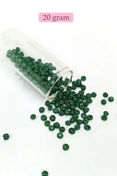Dökme Cam Kum Boncuk Büyük Boy (6/0) 4 mm - 20 Gram - Koyu Yeşil - BNC104 ürün görseli 1