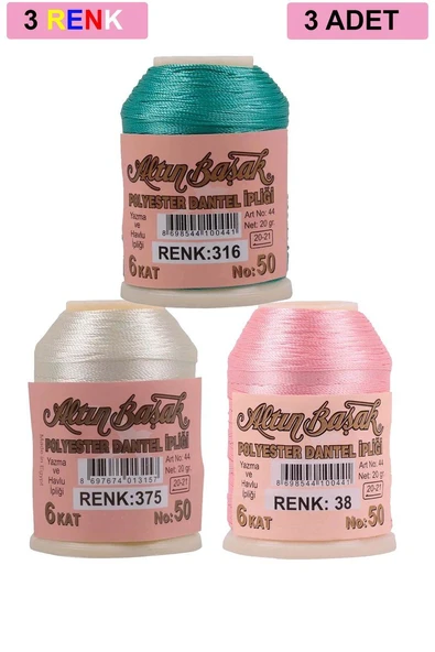 3 Adet Altınbaşak Oya ve Dantel İpi 20 gr - Royaleks - No: 375 - 038 - 316 ürün görseli 1
