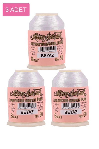 3 Adet Altınbaşak Oya ve Dantel İpi 20 gr - Royaleks - No: BEYAZ ürün görseli 1