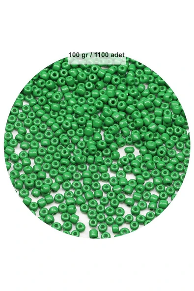 Opak Yeşil Renk 4 mm Yaklaşık 1100 adet / 100 gram Cam Boncuk Oya Yazma Bileklik ve Kolye ürün görseli 1