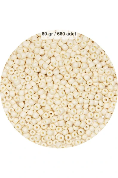 Beyaz Renk 4 mm Yaklaşık 660 adet / 60 gram Cam Boncuk Oya Yazma Bileklik ve Kolye ürün görseli 1