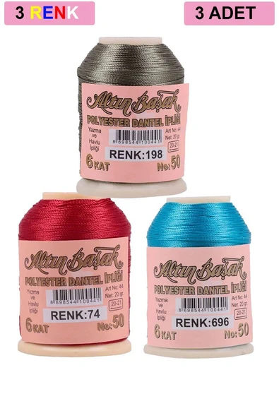 3 Adet Altınbaşak Oya ve Dantel İpi 20 gr - Royaleks - No: 074 - 696 - 198 ürün görseli 1