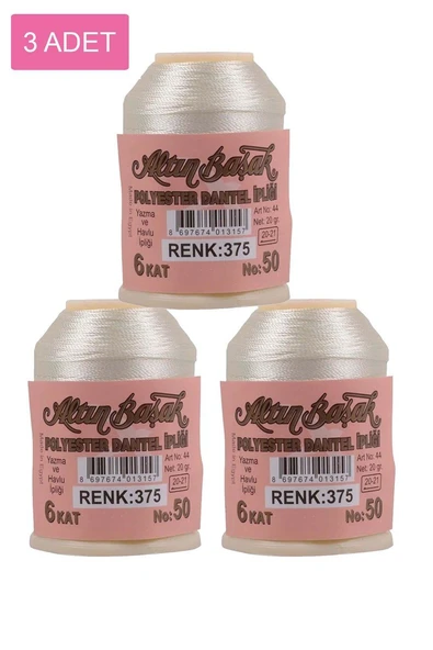 3 Adet Altınbaşak Oya ve Dantel İpi 20 gr - Royaleks - No: 375 ürün görseli 1