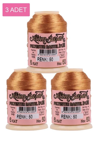 3 Adet Altınbaşak Oya ve Dantel İpi 20 gr - Royaleks - No: 050 ürün görseli 1