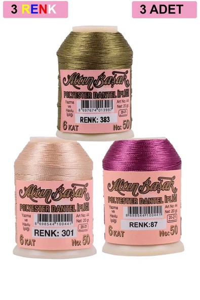 3 Adet Altınbaşak Oya ve Dantel İpi 20 gr - Royaleks - No: 301 - 087 - 383 ürün görseli 1