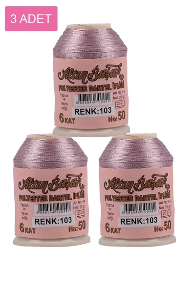 3 Adet Altınbaşak Oya ve Dantel İpi 20 gr - Royaleks - No: 103 ürün görseli 1