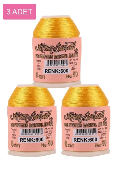 3 Adet Altınbaşak Oya ve Dantel İpi 20 gr - Royaleks - No: 600 ürün görseli 1