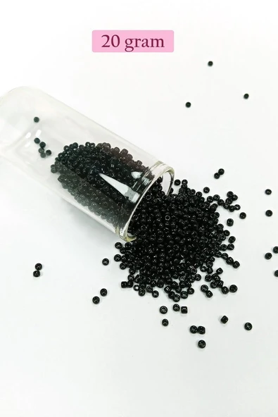 Dökme Cam Kum Boncuk (11/0) 2 mm - 20 Gram -  Siyah - BNC010 ürün görseli 1