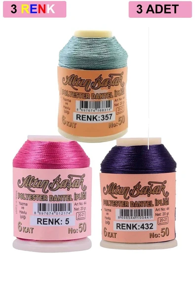 3 Adet Altınbaşak Oya ve Dantel İpi 20 gr - Royaleks - No: 005 - 432 - 357 ürün görseli 1