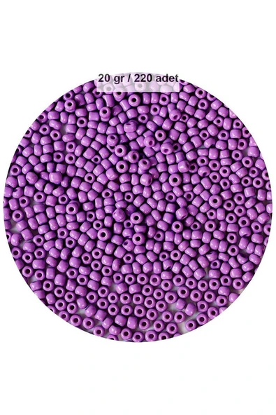 Mor Renk 4 mm Yaklaşık 220 adet/20 gram Cam Boncuk Oya Yazma Bileklik ve Kolye ürün görseli 1